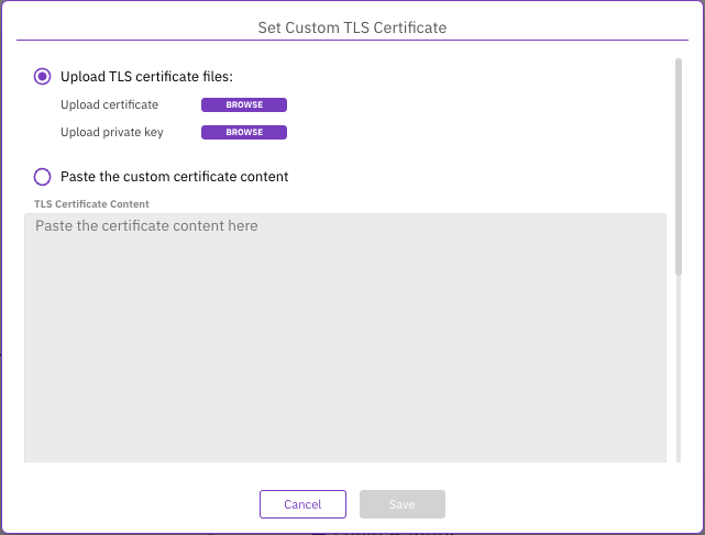 Set Custom TLS Certificate