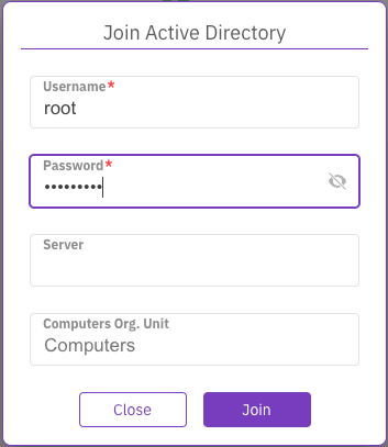 Join Active Directory dialog
