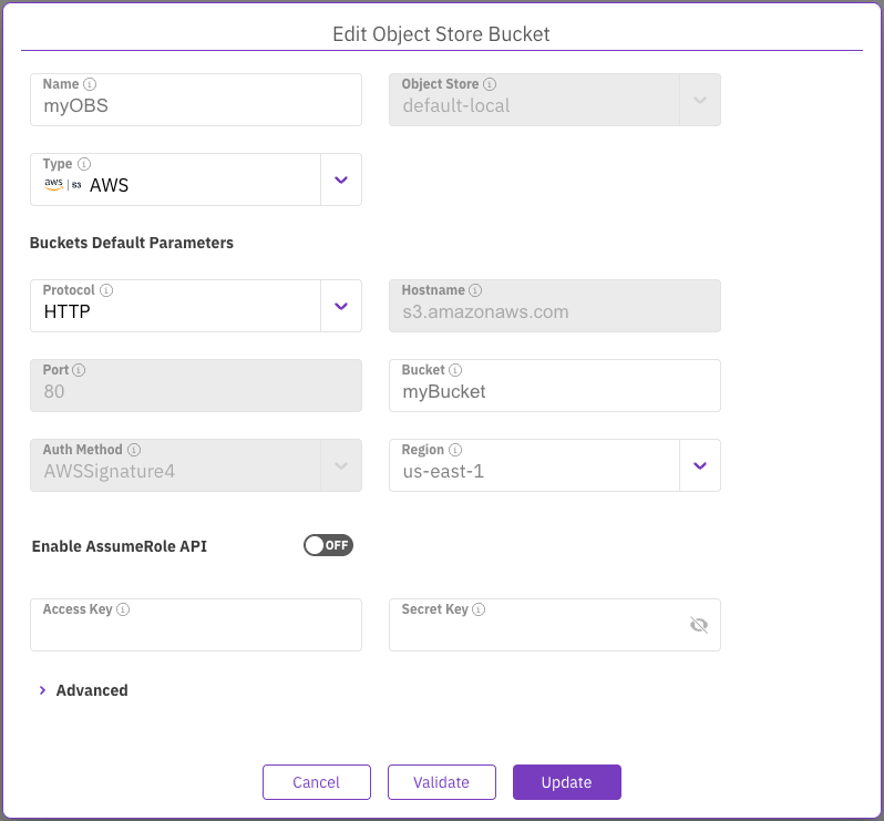Edit an object store bucket