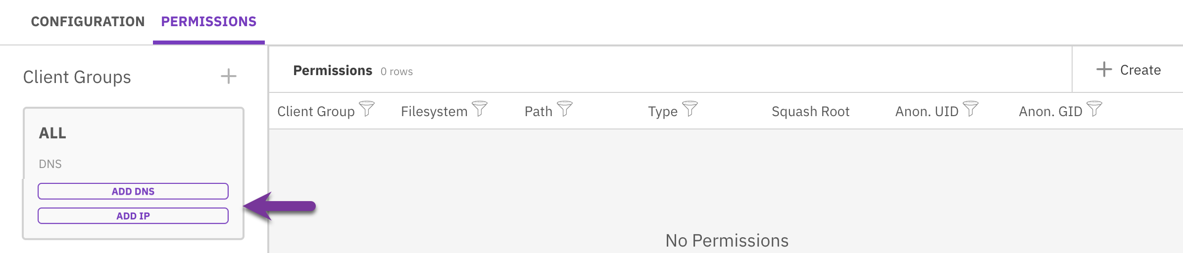 Manage client access groups