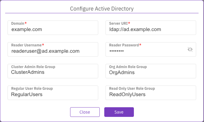 Configure Active Directory dialog