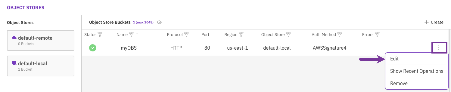 Edit an object store bucket