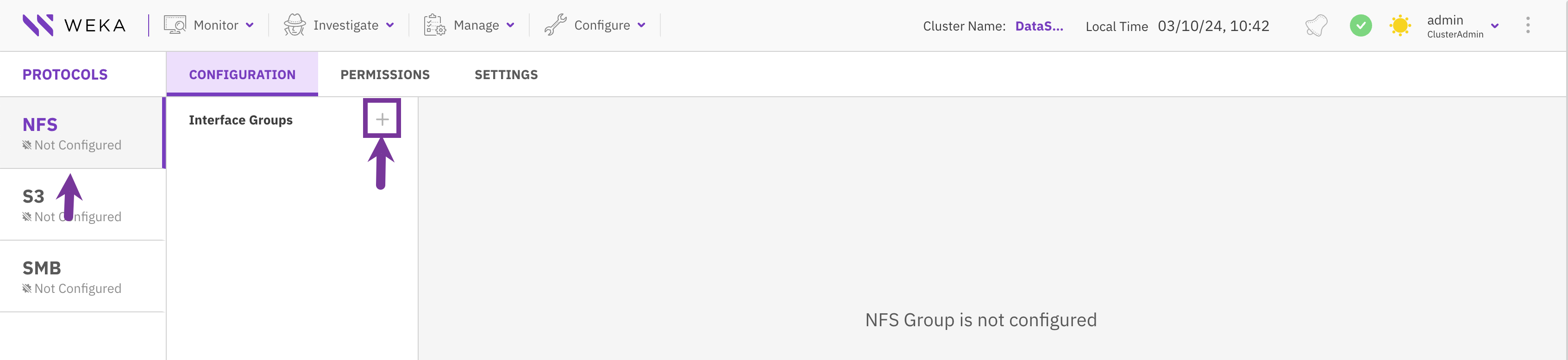 Add an NFS interface group