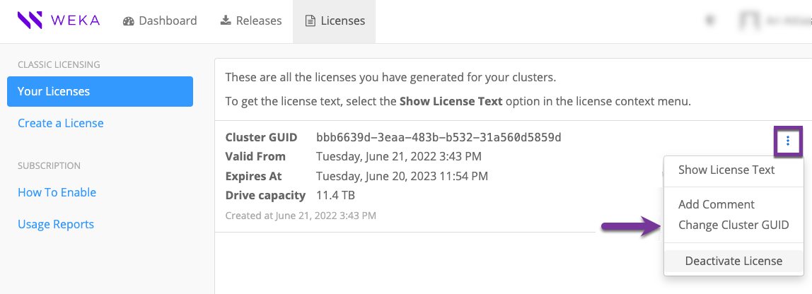 Show license text