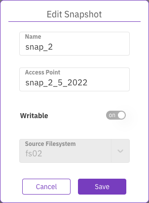 Edit snapshot properties