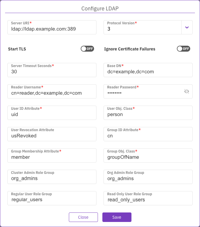 Configure LDAP dialog