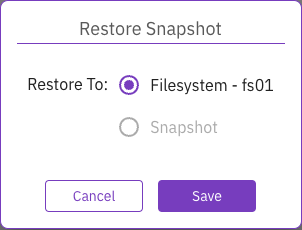 Restore a snapshot to a filesystem